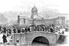 In front of the Kazan Cathedral, St. Petersburg:...the spot where the Emperor was murdered, 1881. Creator: Unknown