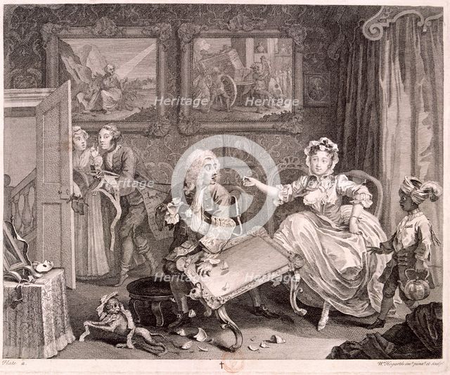 'In high keeping by a Jew', plate II of The Harlot's Progress, 1732. Artist: William Hogarth