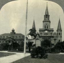 In Historic Old New Orleans, La. - Jackson Square, the Site of Bienville's "Place d'Armes". c1930 Creator: Unknown