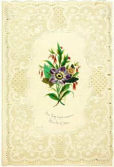 In Joy and Sorrow Think of Me (valentine), c. 1840. Creator: Unknown