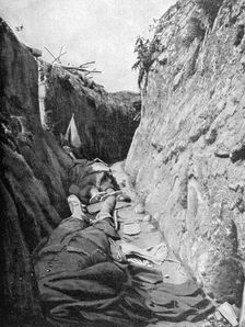 In one of the trenches of Quennevières, Battle of Champagne, 1915