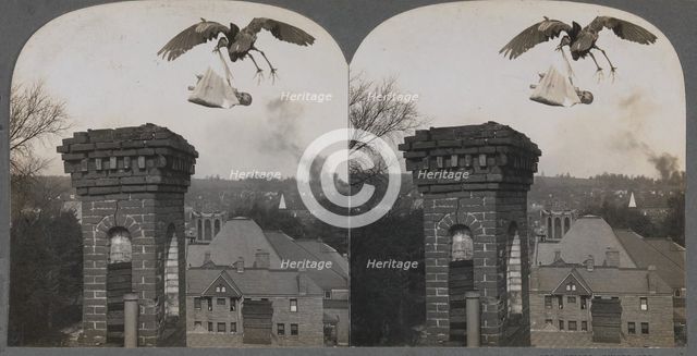 In Olden Times, if Folks Were Good, the Stork Would Bring a Baby Sweet and Fair, 1907. Creator: Keystone View Company.