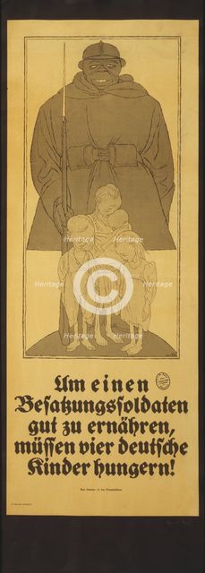 In order to feed an occupying soldier well, four German children have to starve!, 1920. Creator: Arnold, Karl (1883-1953).