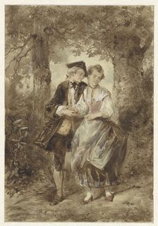 In love couple in the forest, 1832-1891. Creator: Herman Frederik Carel Ten Kate