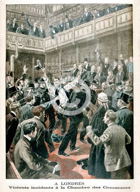 In London, Violent incident in the Chamber of Commons, 1901. Artist: Unknown