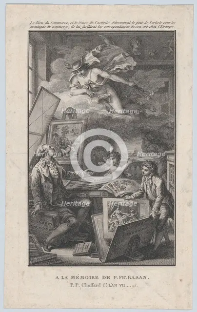 In Memory of P. FR. Basan, an engraving for the catalogue of the collection of P.-F. Basan..., 1798. Creator: Pierre Philippe Choffard.