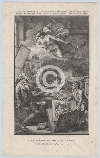 In Memory of P. FR. Basan, an engraving for the catalogue of the collection of P.-F. Basan..., 1798. Creator: Pierre Philippe Choffard.