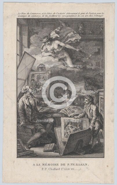 In Memory of P. FR. Basan, an engraving for the catalogue of the collection of P.-F. Basan..., 1798. Creator: Pierre Philippe Choffard.