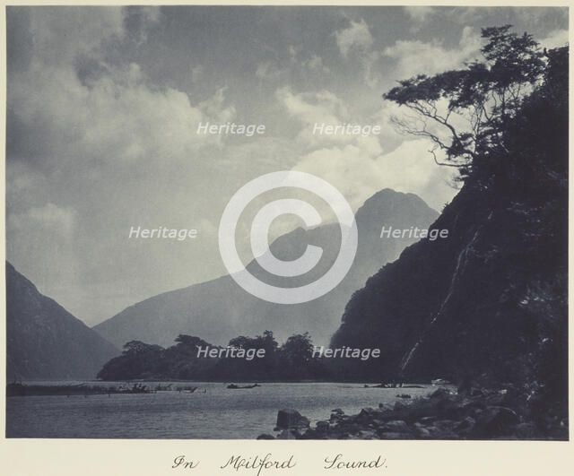 In Milford Sound. From the album: Camera Pictures of New Zealand, 1920s. Creator: Harry Moult.