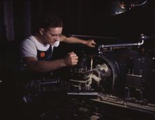 In North American's modern machine shop...North American Aviation, Inc., Inglewood, Calif., 1942. Creator: Alfred T Palmer