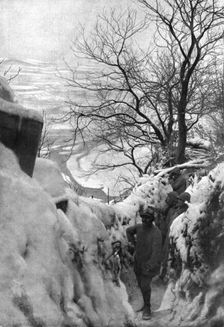 In Snow on the Italian Front; December: the Piave valley, seen from a French trench.., 1917. Creator: Unknown
