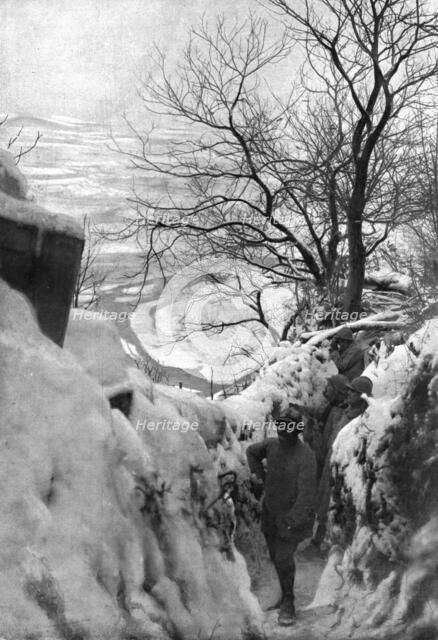 In Snow on the Italian Front; December: the Piave valley, seen from a French trench.., 1917. Creator: Unknown.