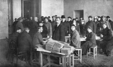 In Soviet Russia; A polling station in Petrograd, November 21, 1917, during elections..., 1917. Creator: Y Steinberg