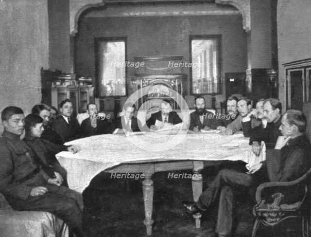 In Soviet Russia; A revolutionary tribunal made up of members of the soviet party,..., 1917. Creator: Unknown.