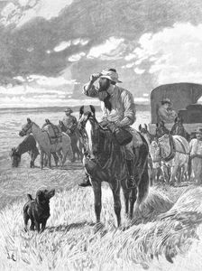 'In Search of a New Home - A Scene in the Far West 1891. Creator: John Charlton