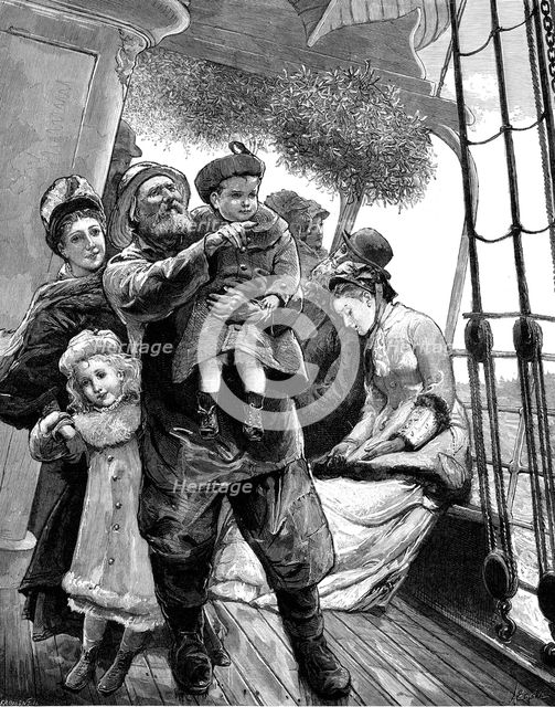 In Sight of Home: Christmas Morning - drawn by A. Emslie, 1880. Creator: Eugène Froment.