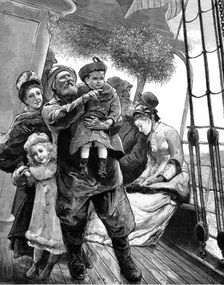 In Sight of Home: Christmas Morning - drawn by A. Emslie, 1880. Creator: Eugène Froment