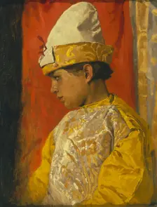 In skomorokh dress, 1882. Artist: Vasnetsov, Viktor Mikhaylovich (1848-1926)