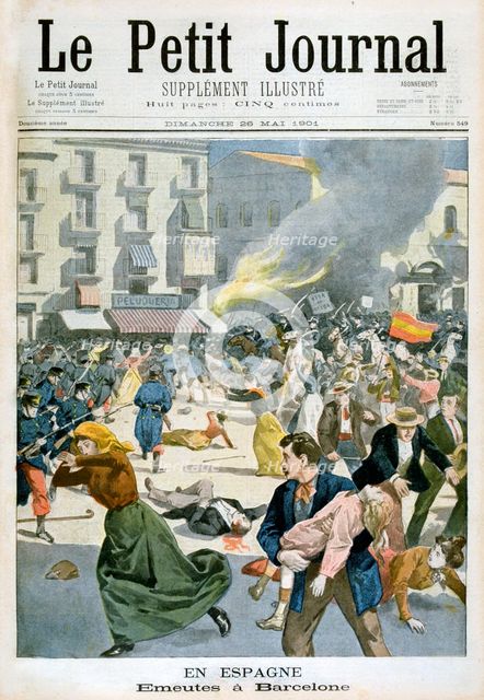 In Spain, Riots break out in Barcelona, 1901. Artist: Unknown