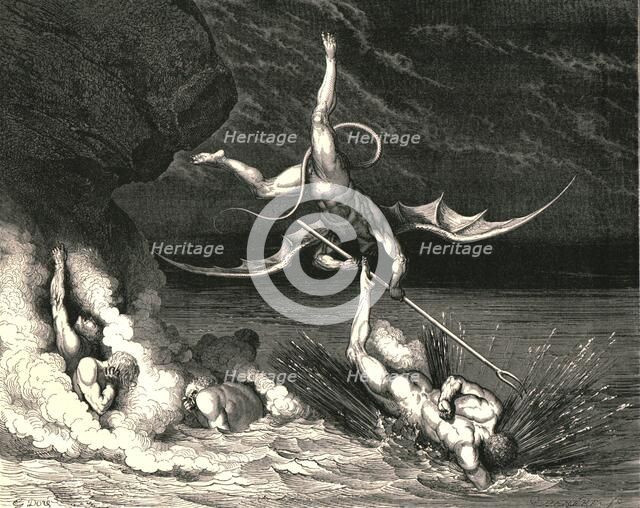 'In pursuit he therefore sped, exclaiming; "Thou art caught"', c1890. Creator: Gustave Doré.