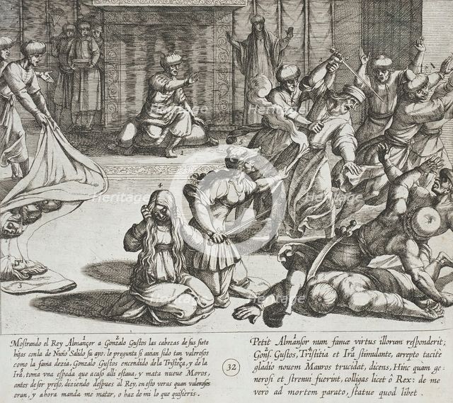 In Revenge, Gonzalo Gustos Slays Nine Moors, 1612. Creator: Antonio Tempesta.