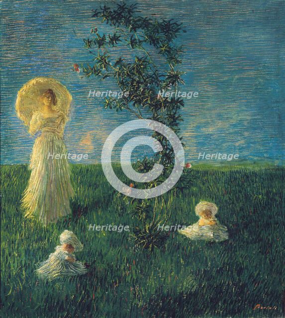 In the meadow (Peace), 1889-1890. Creator: Previati, Gaetano (1852-1920).