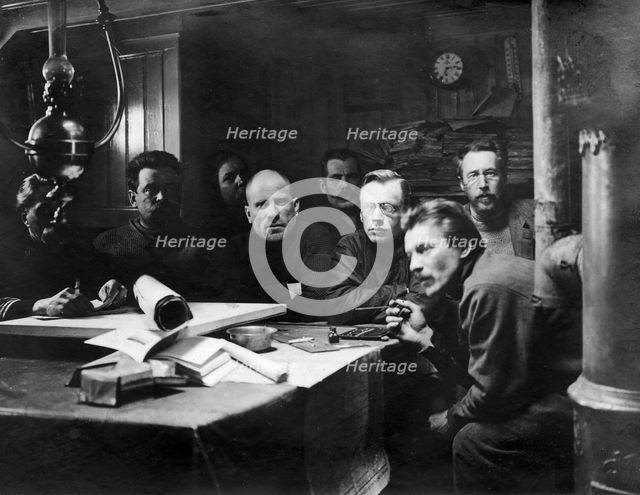 In the Mess-Room of the Ship "Saint Martyr Foka", 1913. Creator: Unknown.