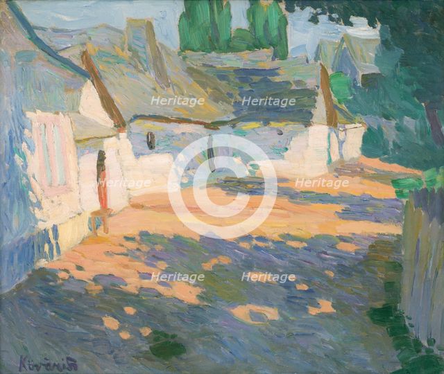 In the morning sun, (village courtyard), c1910. Creator: Konstantín Kövári-Kacmarik.