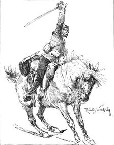 In The Nick of Time by R. C. Woodville: Exhibition of the Institute of Painters in Oil Colours, 1883 Creator: Unknown