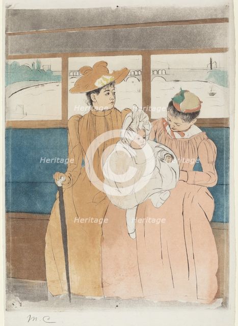 In the Omnibus, 1890-1891. Creator: Mary Cassatt.