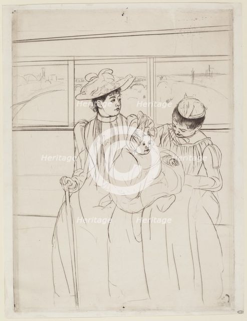 In the Omnibus, 1890-1891. Creator: Mary Cassatt.