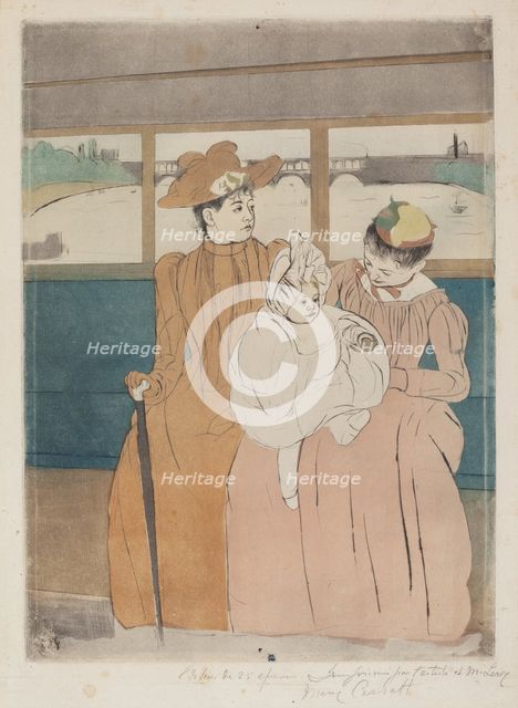 In the Omnibus, 1890-1891. Creator: Mary Cassatt.