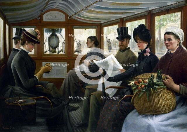 In the omnibus, c1885. Creator: Maurice Delondre.