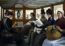 In the omnibus, c1885. Creator: Maurice Delondre
