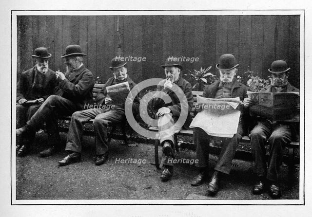 In the airing yard, St Marylebone Workhouse, Luxborough Street, London, c1901 (1903). Artist: Unknown.