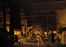 In the Anchor-Forge at Söderfors. The Smiths Hard at Work. Creator: Per Hillestrom