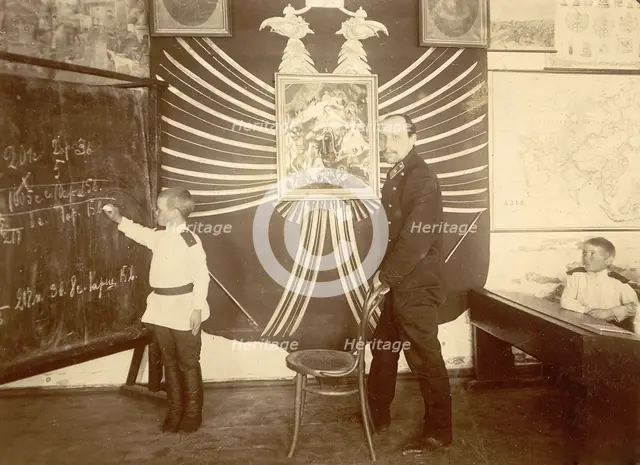 In the Arithmetic Lesson, 1909. Creator: Nikolai Georgievich Katanaev.