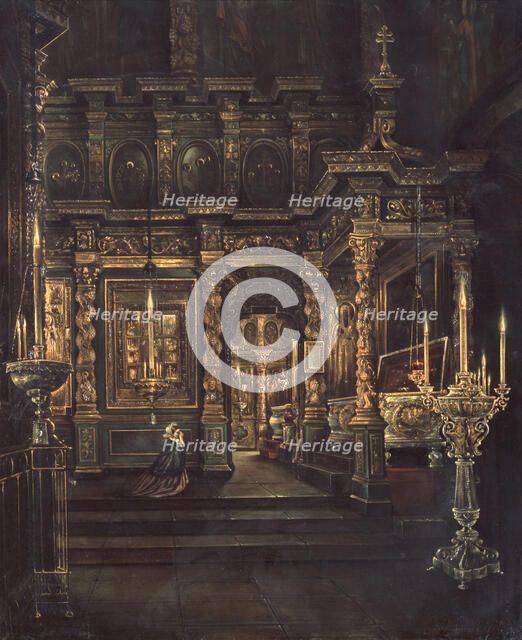 In the Assumption of the Blessed Virgin Cathedral in Rostov, 1862. Artist: Yurov, Grigori Vasilyevich (?-after 1896)