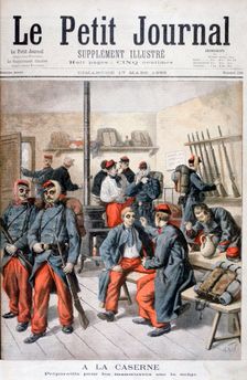 In the Barracks, Preparation for Manoeuvres in the Snow 1895. Artist: Frederic Lix