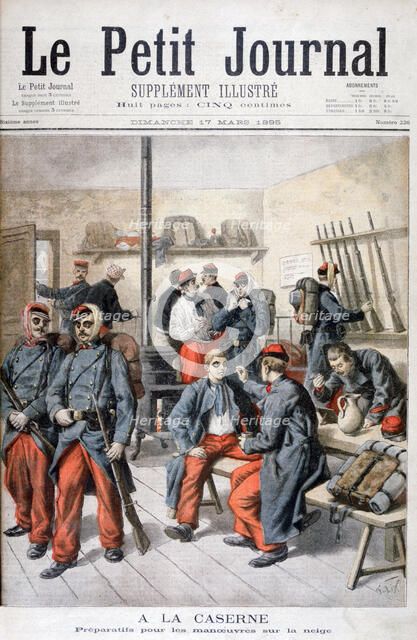 'In the Barracks, Preparation for Manoeuvres in the Snow', 1895. Artist: Frederic Lix