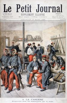 In the Barracks, Preparation for Manoeuvres in the Snow 1895. Artist: Frederic Lix
