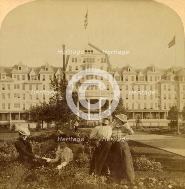 'In the beautiful grounds of the Frontenac Hotel, Round Island, Thousand Islands', 1900. Creator: Underwood & Underwood.