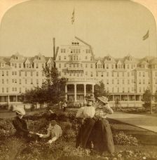 In the beautiful grounds of the Frontenac Hotel, Round Island, Thousand Islands 1900. Creator: Underwood & Underwood