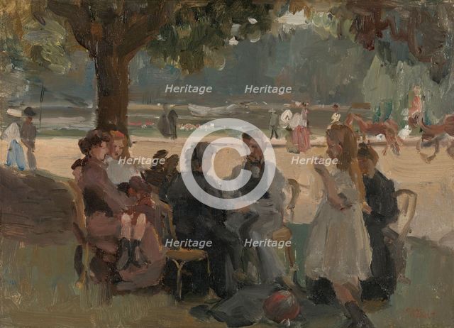 In the Bois de Boulogne near Paris, c.1906. Creator: Isaac Lazerus Israels.