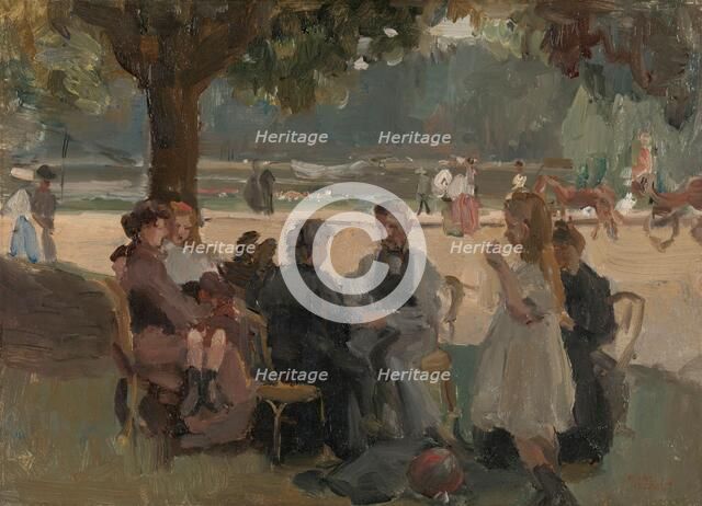 In the Bois de Boulogne near Paris, c.1906. Creator: Isaac Lazerus Israels.