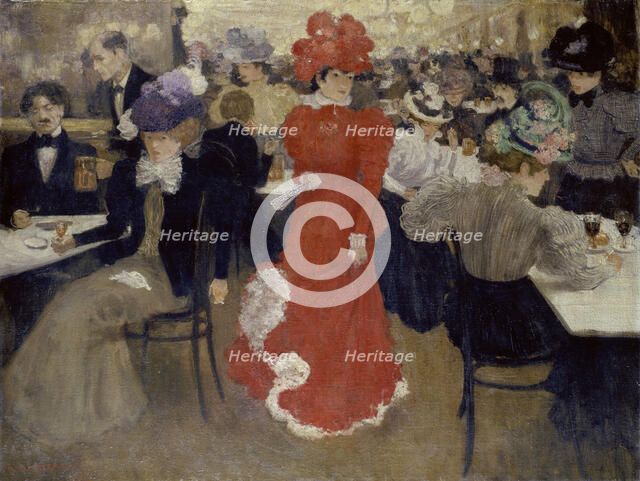 In the Café d'Harcourt at Paris. Artist: Evenepoel, Henri Jacques Edouard (1872-1899)
