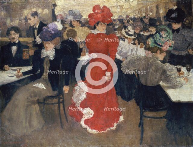In the Café d'Harcourt in Paris, 1897. Creator: Henri Evenepoel.