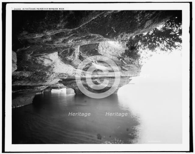 In the caves, Pointe aux Barques, Mich., between 1890 and 1901. Creator: Unknown.