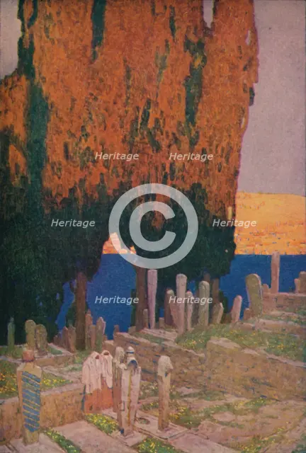 'In the Cemetery of Eyub, on the Golden Horn', 1913. Artist: Jules Guerin.