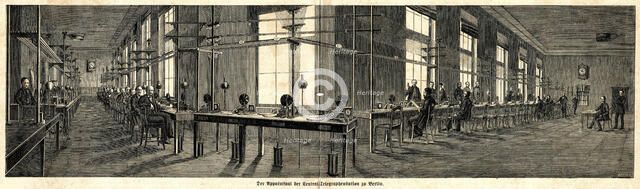 In the Central Telegraph Station in Berlin, 1863. Creator: Anonymous.